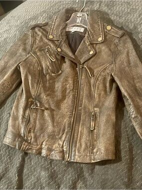 Marc New York Textured Bronze Leather Jacket